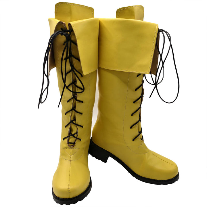 WorldNorse – Kniehohe Stiefel im Vintage-Stil mit Schnürung und Umschlag - Gelb - 48 - image 8