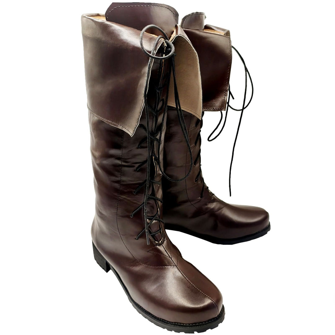 WorldNorse – Kniehohe Stiefel im Vintage-Stil mit Schnürung und Umschlag - image 7