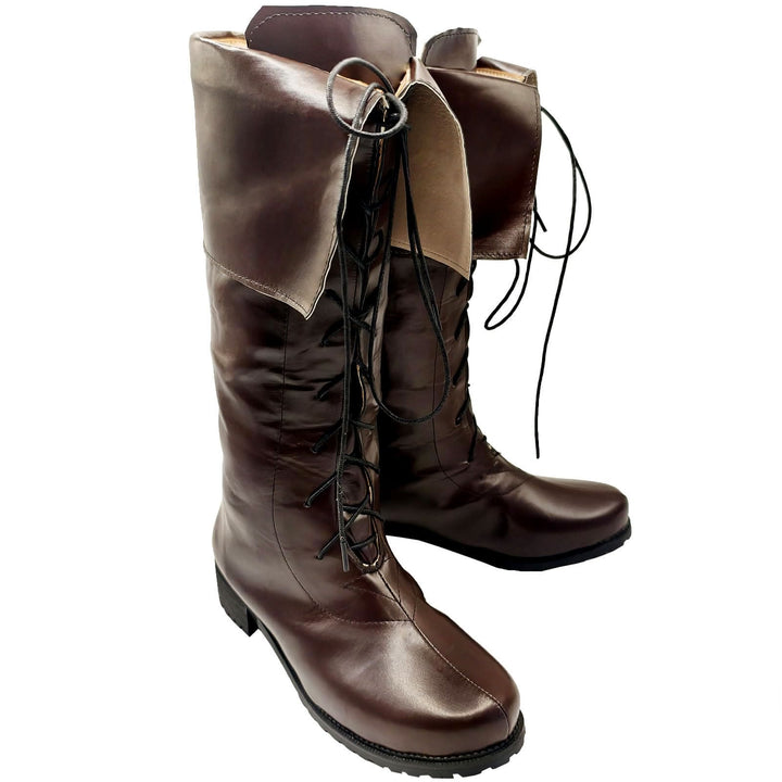 WorldNorse – Kniehohe Stiefel im Vintage-Stil mit Schnürung und Umschlag - image 7