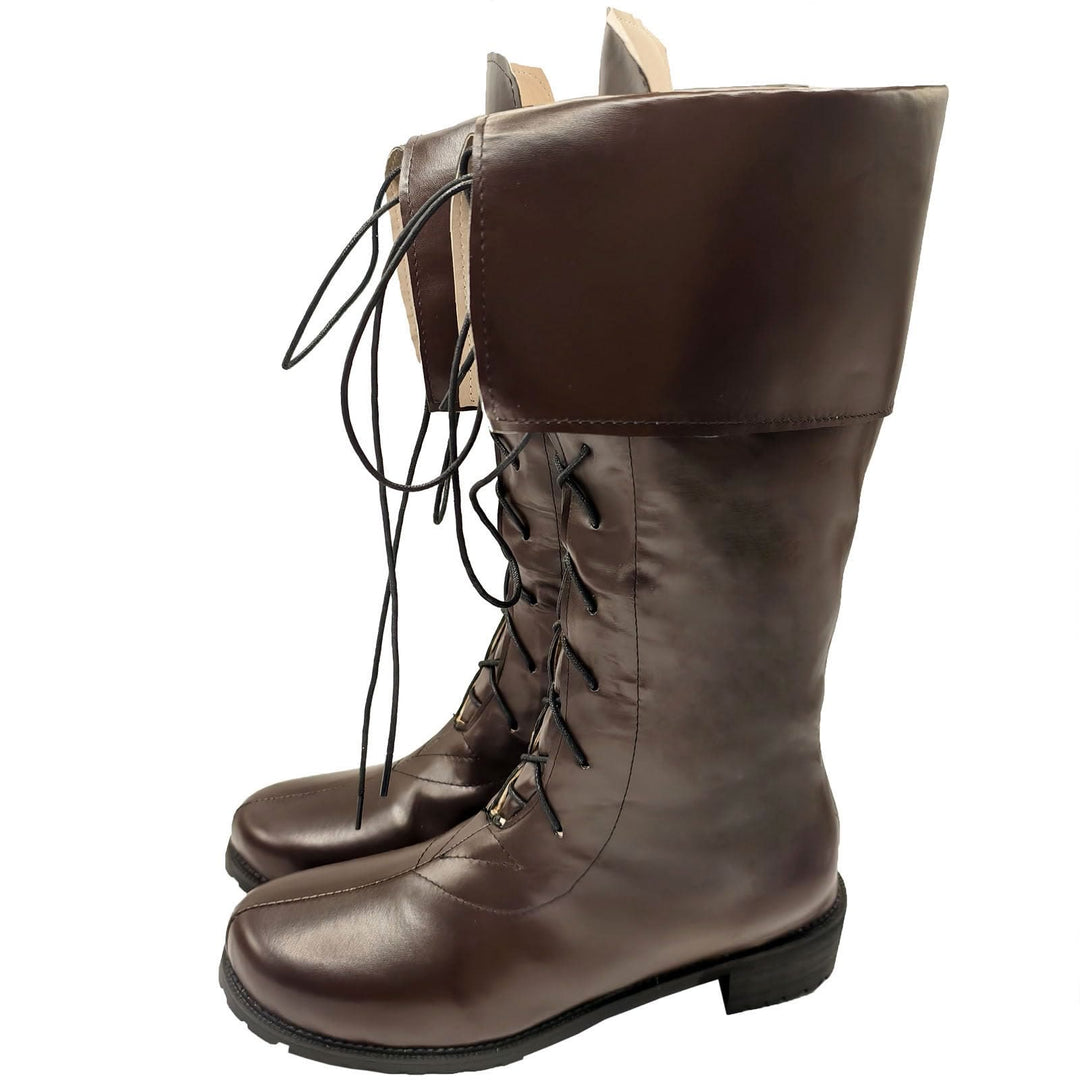 WorldNorse – Kniehohe Stiefel im Vintage-Stil mit Schnürung und Umschlag - Dunkelbraun - 48 - image 5