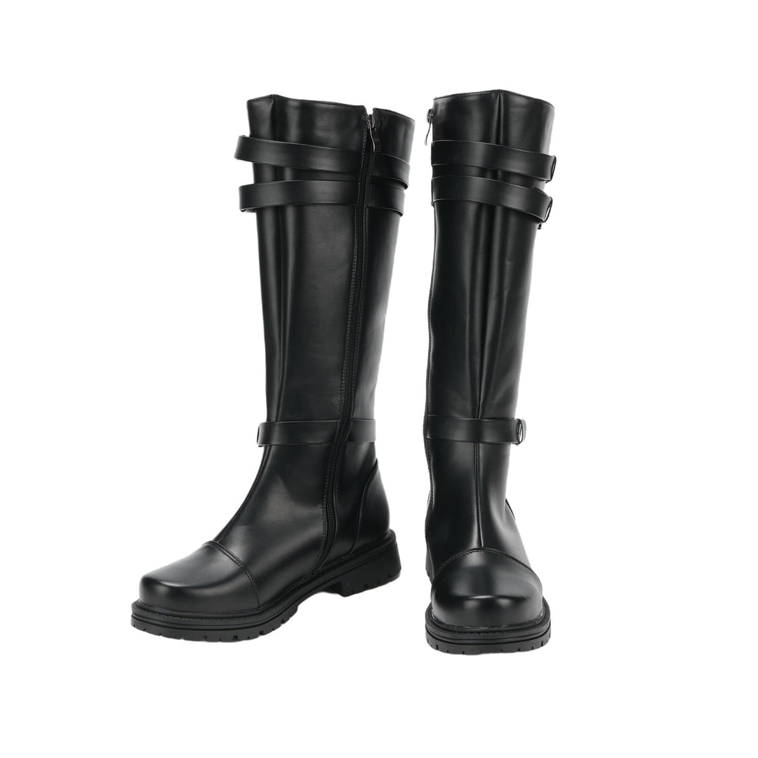 WorldNorse – Klassische kniehohe Stiefel mit Schnallenriemen - image 1