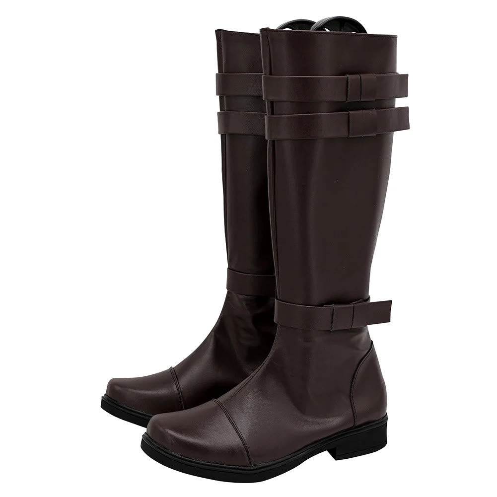 WorldNorse – Klassische kniehohe Stiefel mit Schnallenriemen - Dunkelbraun - US 13 - image 2