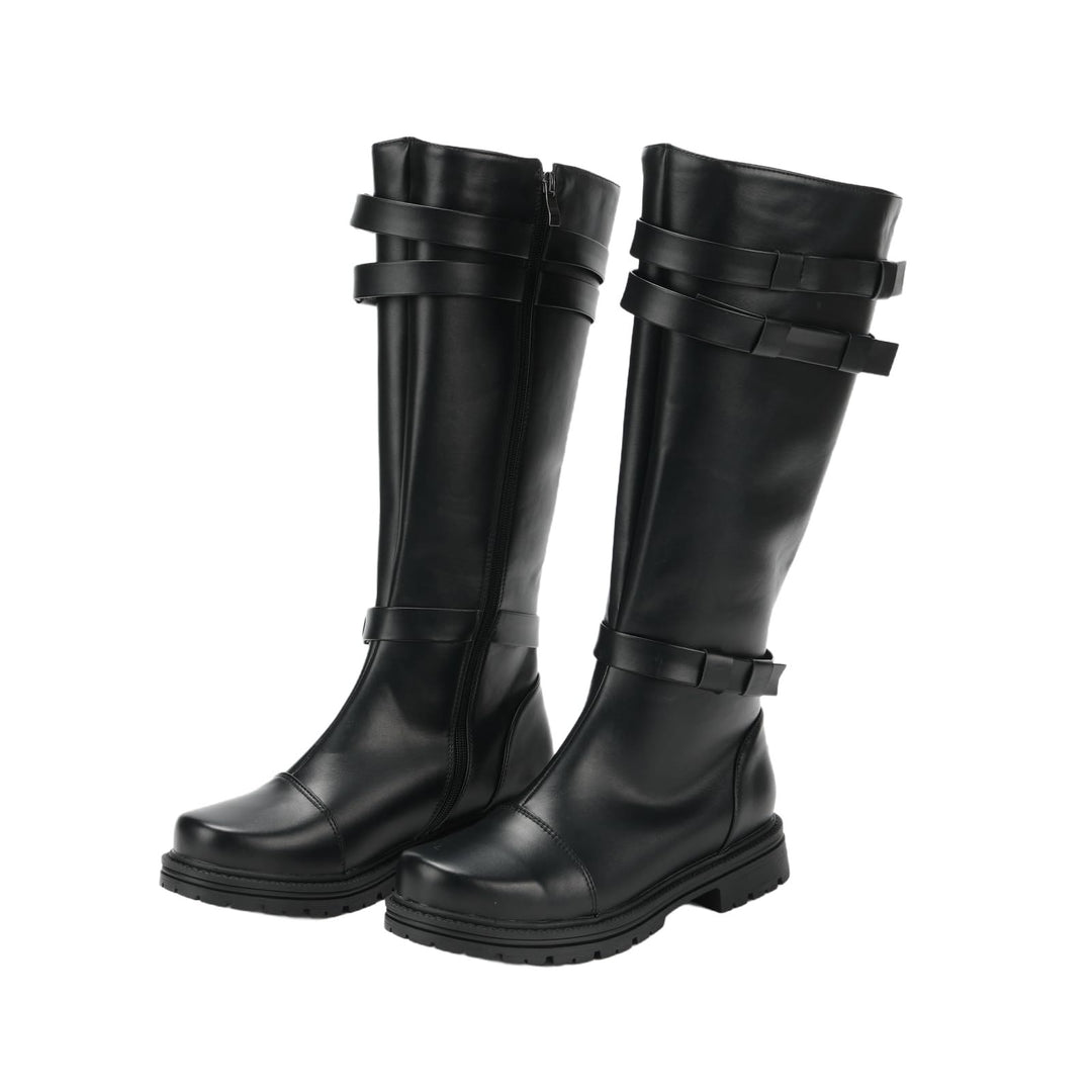 WorldNorse – Klassische kniehohe Stiefel mit Schnallenriemen - Schwarz - US 13 - image 0