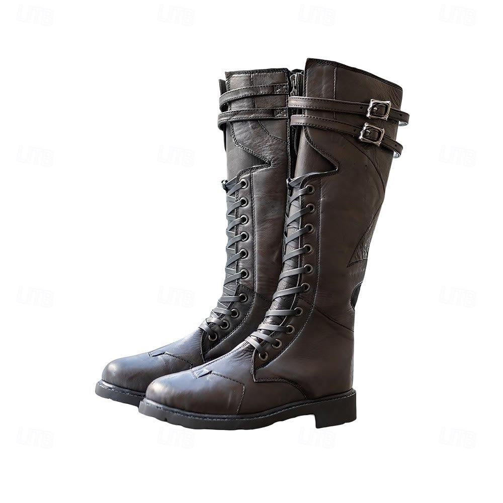 WorldNorse – Robuste, hohe Schnürstiefel mit Schnalle - Dunkelbraun - 48 - image 5