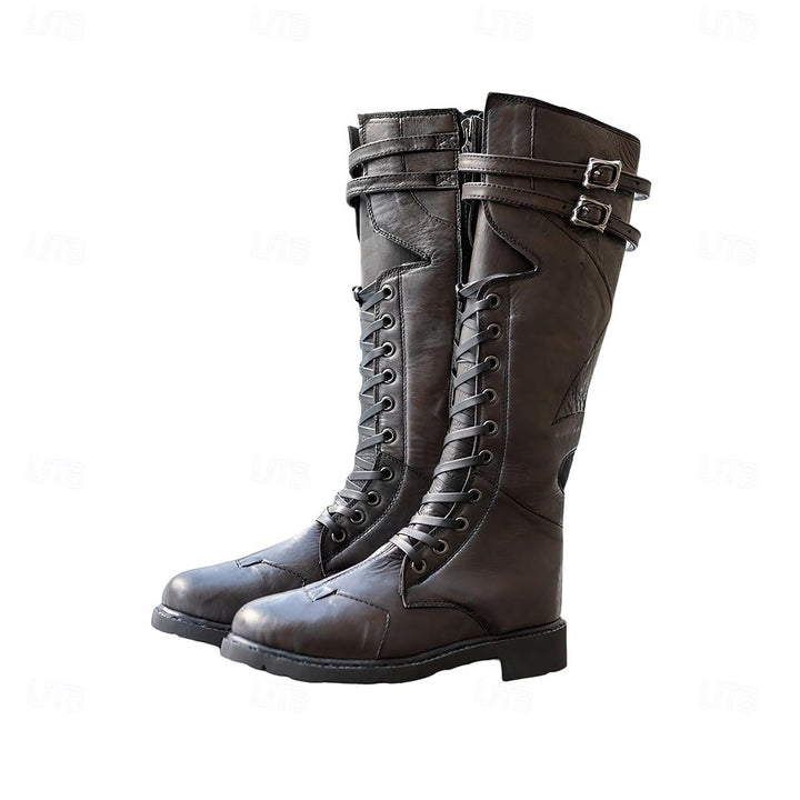 WorldNorse – Robuste, hohe Schnürstiefel mit Schnalle - Dunkelbraun - 48 - image 5