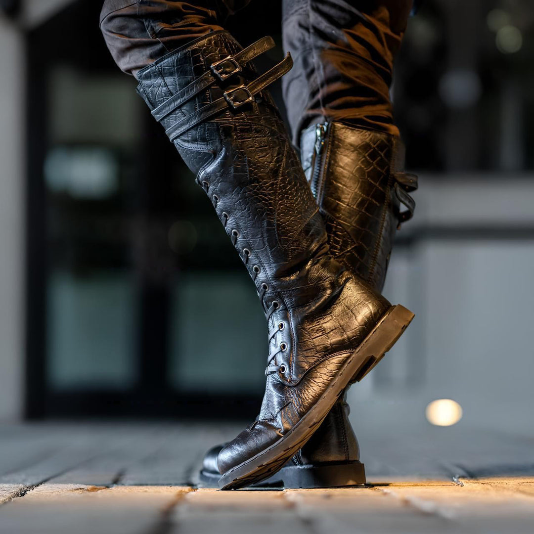 WorldNorse – Robuste, hohe Schnürstiefel mit Schnalle - image 8