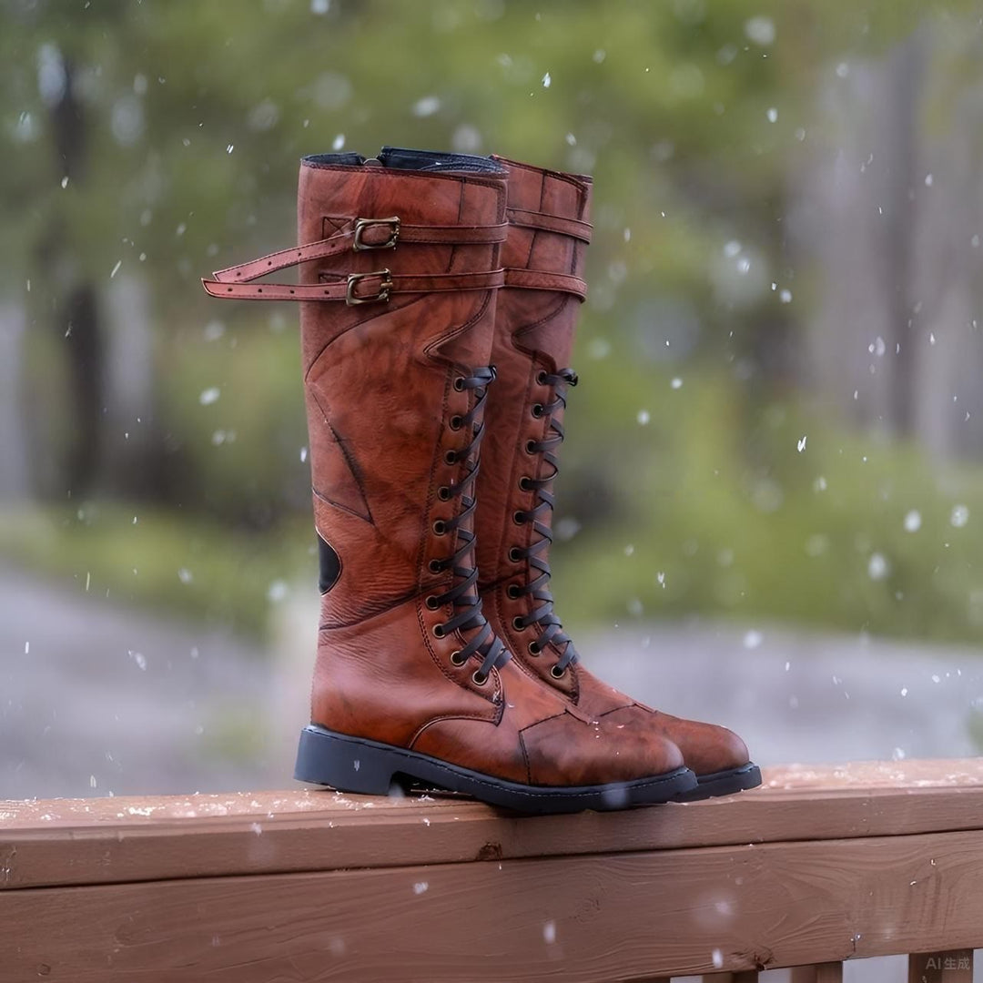 WorldNorse – Robuste, hohe Schnürstiefel mit Schnalle - image 1