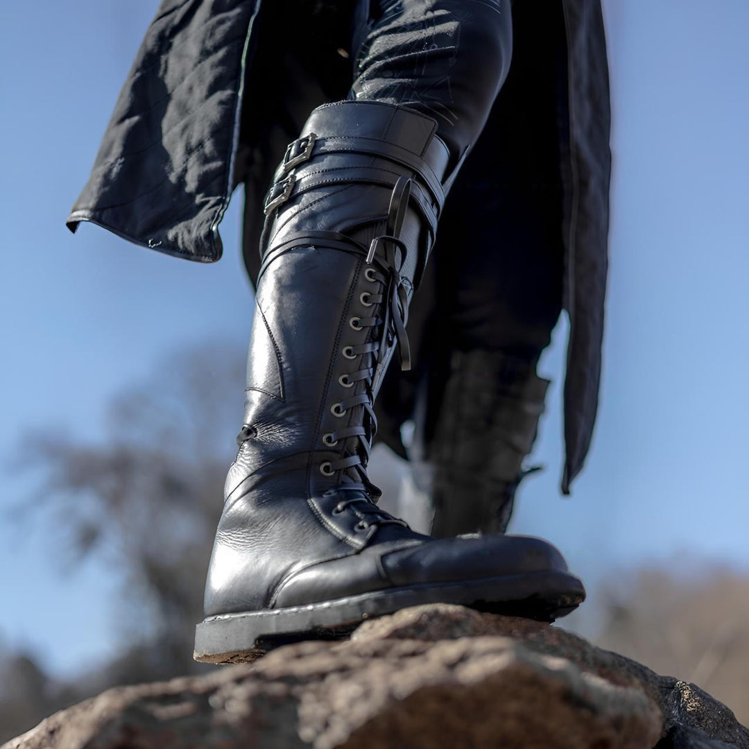 WorldNorse – Robuste, hohe Schnürstiefel mit Schnalle - Schwarz - 48 - image 2