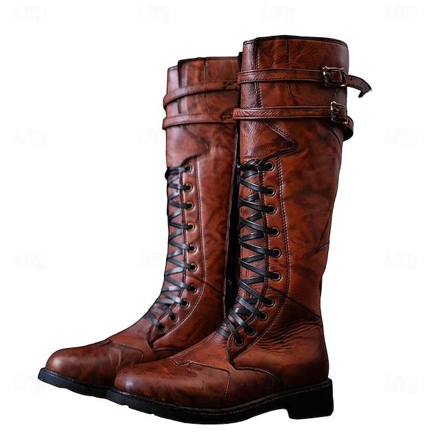 WorldNorse – Robuste, hohe Schnürstiefel mit Schnalle - Rotbraun - 48 - image 0