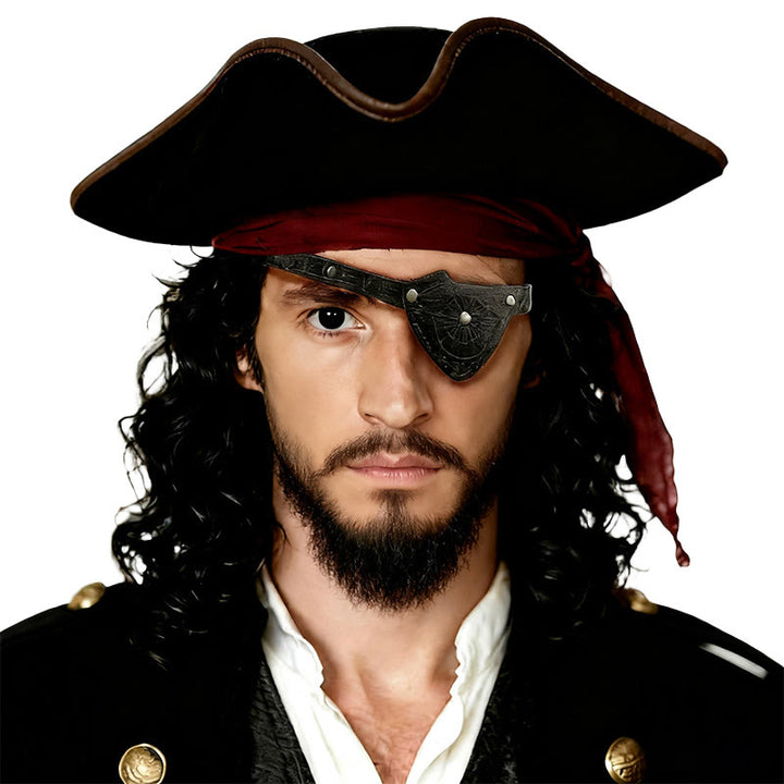 WorldNorse Wikinger-Kompass-Augenklappe aus geprägtem Leder - image 2