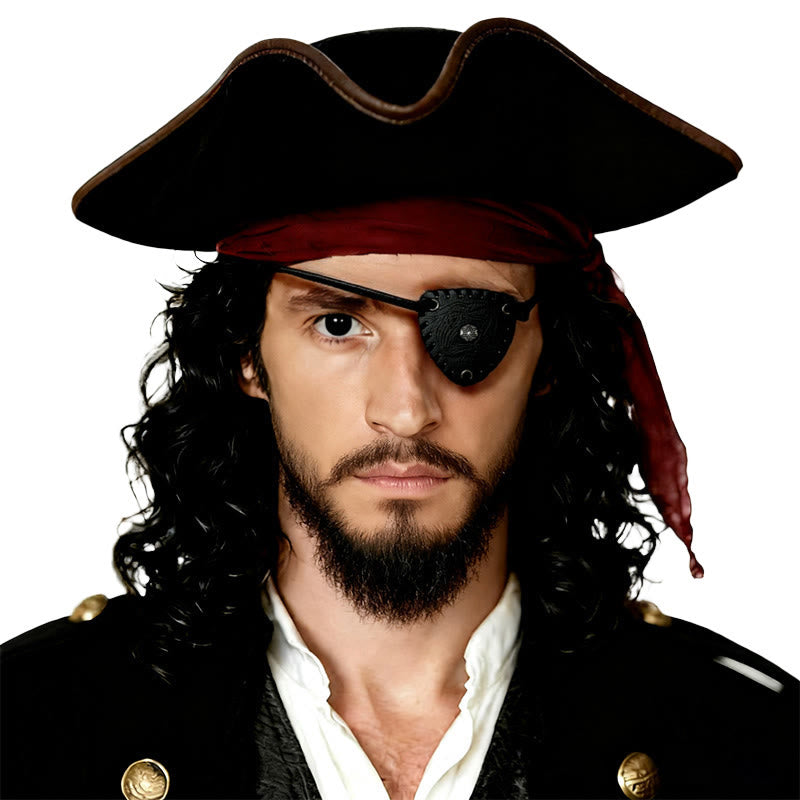 WorldNorse Augenklappe mit Vintage-Blumen- und Vogelmuster zum Binden auf Kordel - image 1