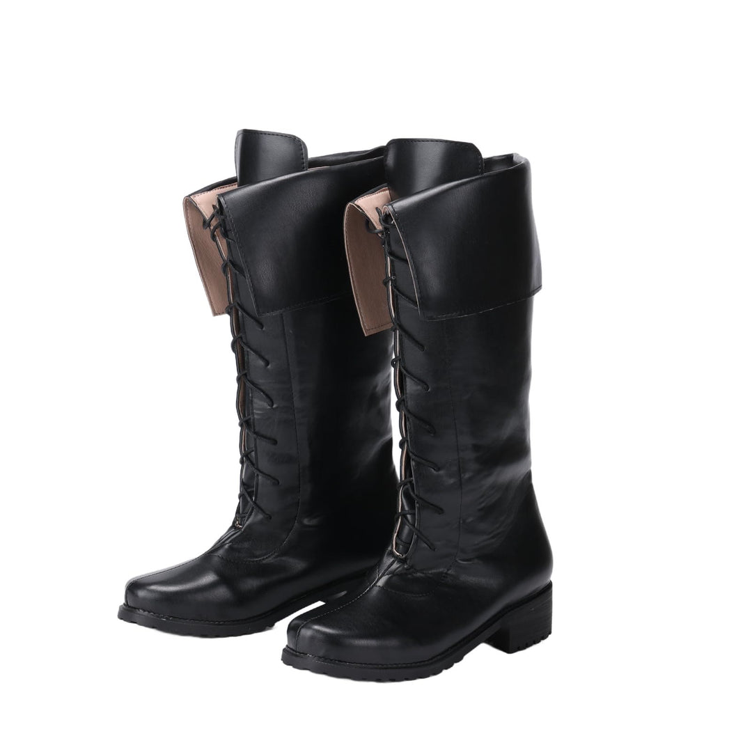 WorldNorse – Kniehohe Stiefel im Vintage-Stil mit Schnürung und Umschlag - Schwarz - 48 - image 0
