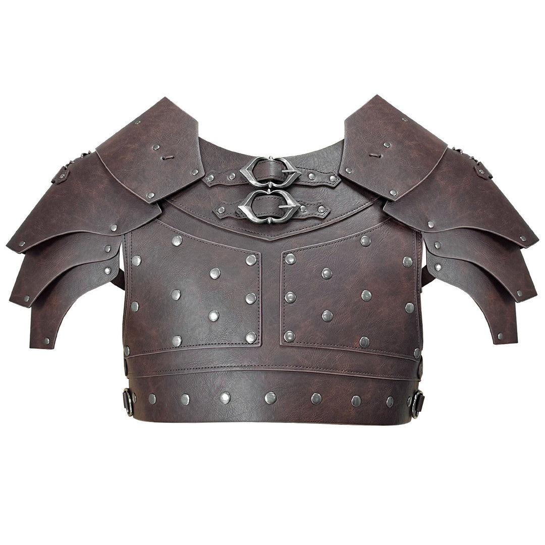 WorldNorse Mittelalterliche Schulterpanzerung mit Doppelschnalle - Braun - image 0