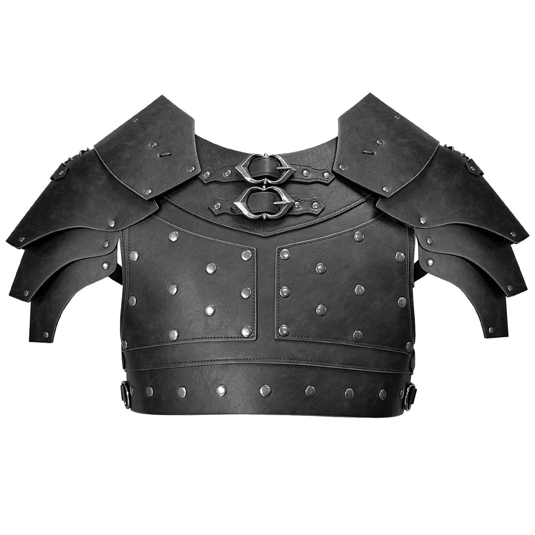 WorldNorse Mittelalterliche Schulterpanzerung mit Doppelschnalle - Schwarz - image 4