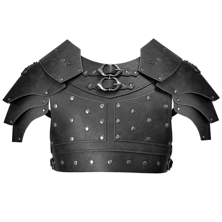 WorldNorse Mittelalterliche Schulterpanzerung mit Doppelschnalle - Schwarz - image 4