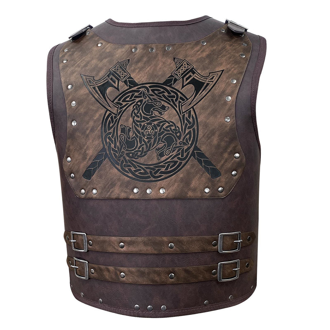 WorldNorse Vintage Keltischer Knoten Drachen Brustpanzer - Wikinger Axt - Braun - image 3