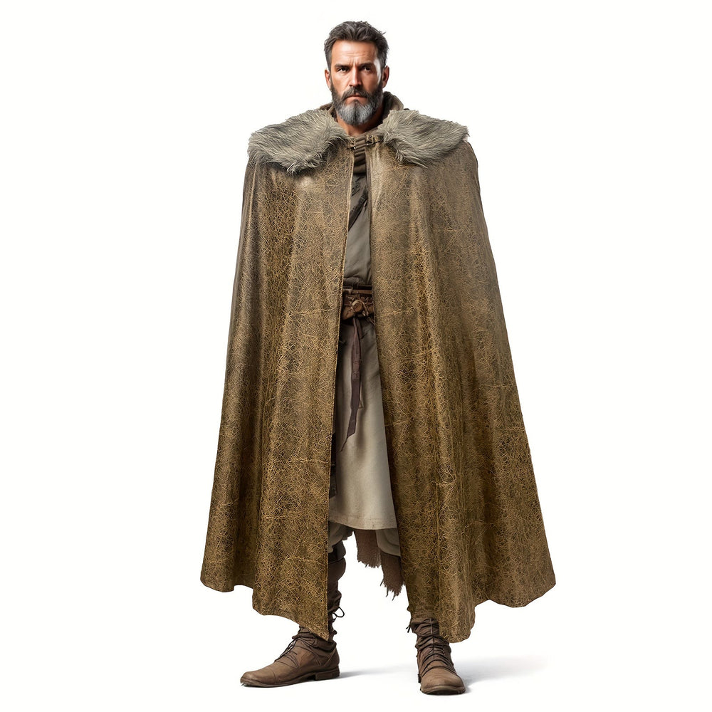 WorldNorse Vintage Cosplay-Umhang mit Pelzkragen - image 1