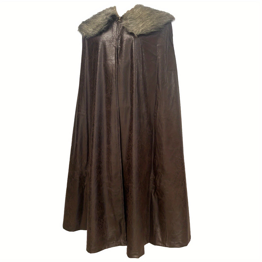 WorldNorse Vintage Cosplay-Umhang mit Pelzkragen - Dunkelbraun - L - image 5