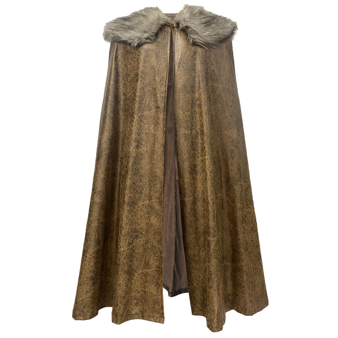 WorldNorse Vintage Cosplay-Umhang mit Pelzkragen - Hellbraun - L - image 0