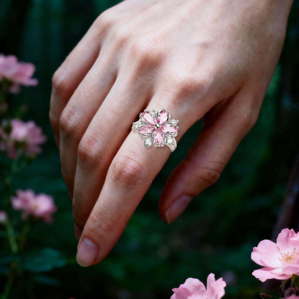 WorldNorse Ring mit rosa Kristall-Liebesblume der Erneuerung - image 1
