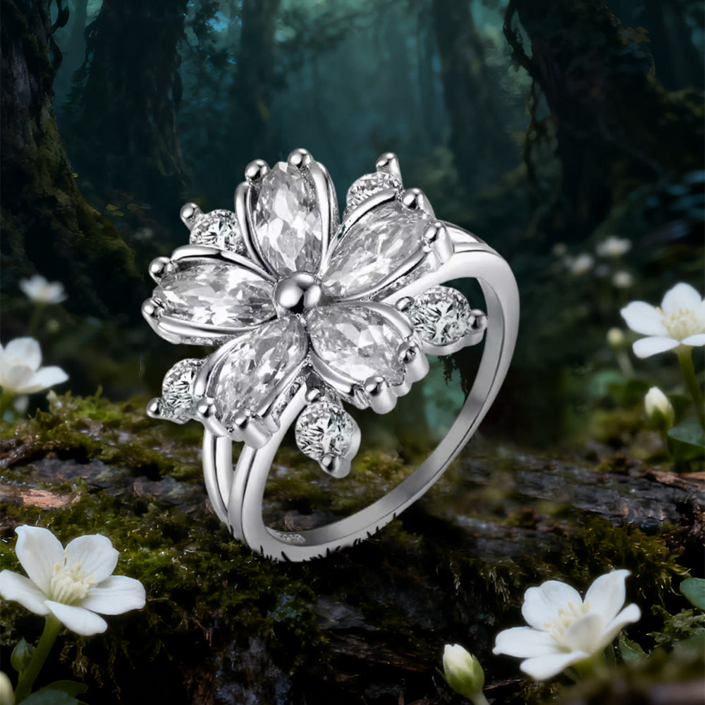 WorldNorse Ring mit rosa Kristall-Liebesblume der Erneuerung - Weiß - 67mm - image 5
