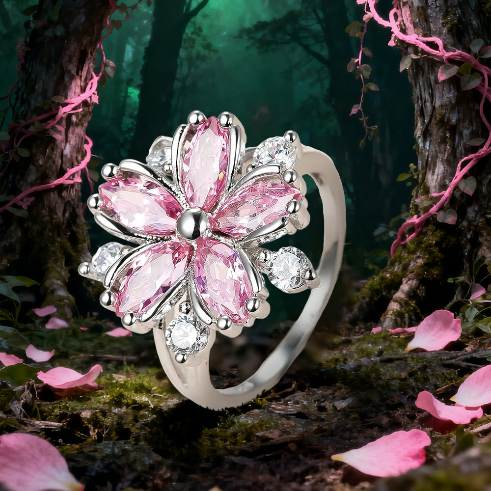 WorldNorse Ring mit rosa Kristall-Liebesblume der Erneuerung - Rosa - 67mm - image 0
