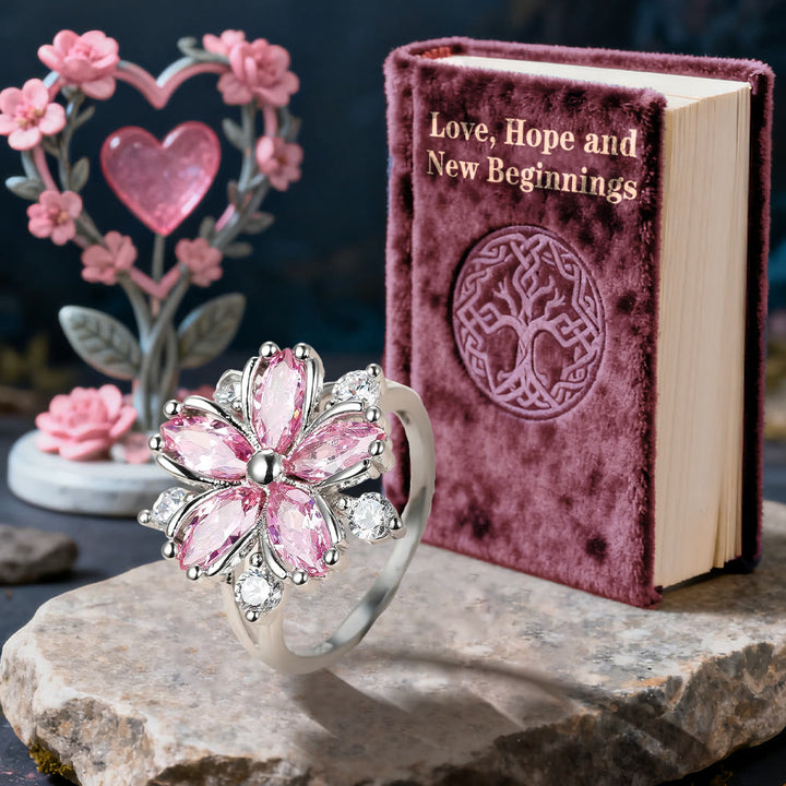 WorldNorse Ring mit rosa Kristall-Liebesblume der Erneuerung - image 3