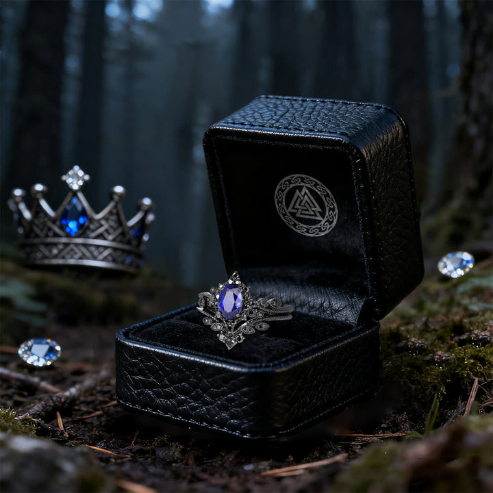 WorldNorse Schwarzes ovales Kronenring-Set - image 4