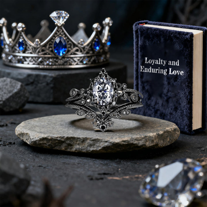 WorldNorse Schwarzes ovales Kronenring-Set - image 8