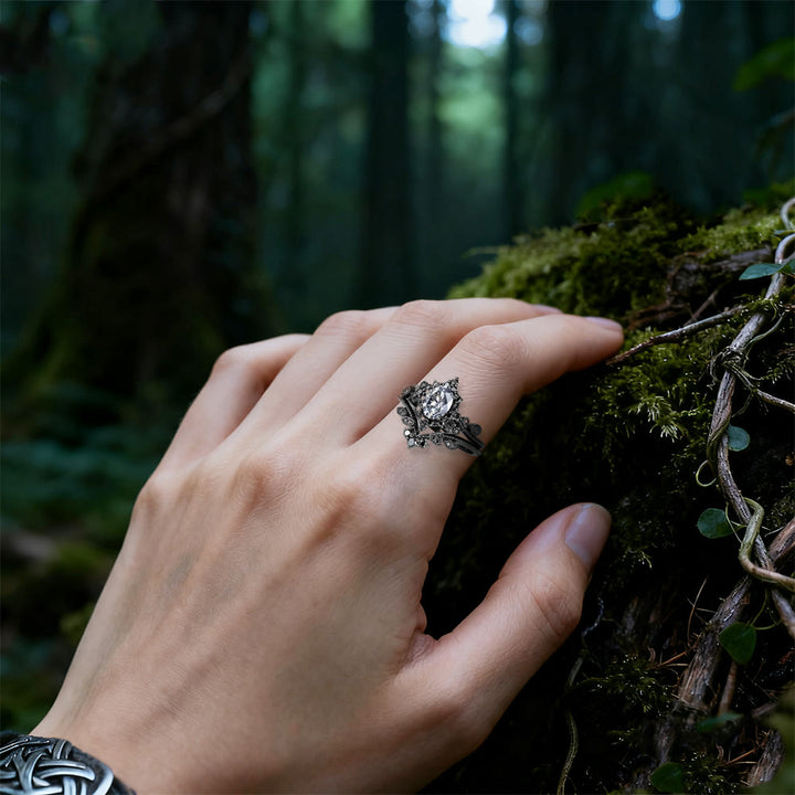 WorldNorse Schwarzes ovales Kronenring-Set - image 6