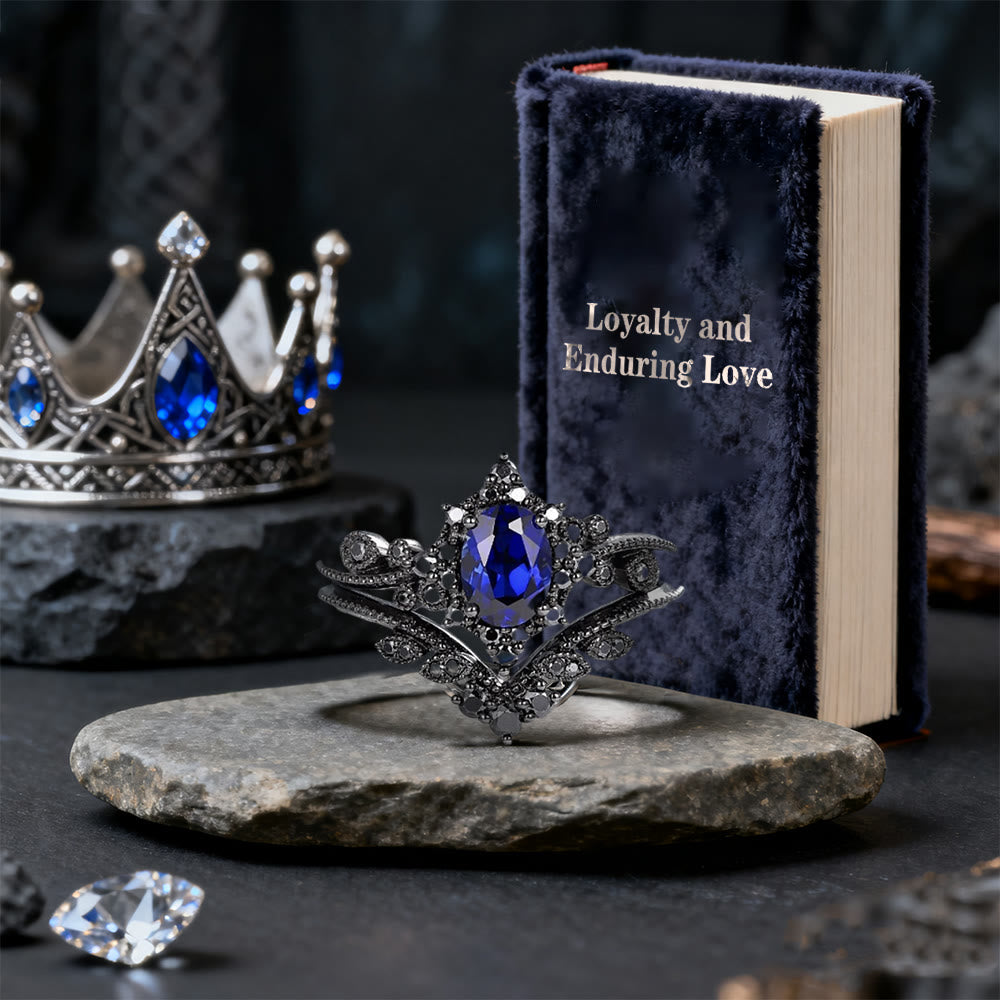 WorldNorse Schwarzes ovales Kronenring-Set - image 3