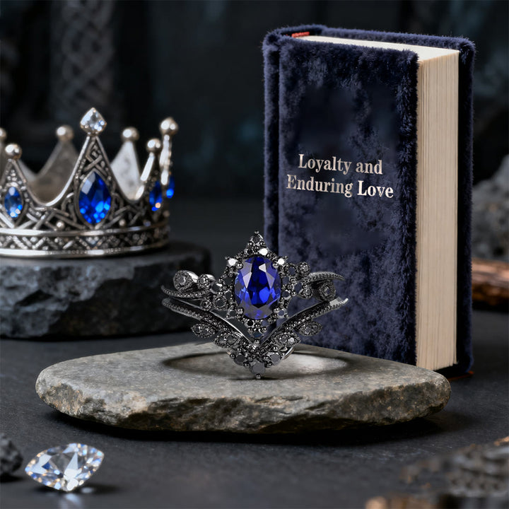 WorldNorse Schwarzes ovales Kronenring-Set - image 3