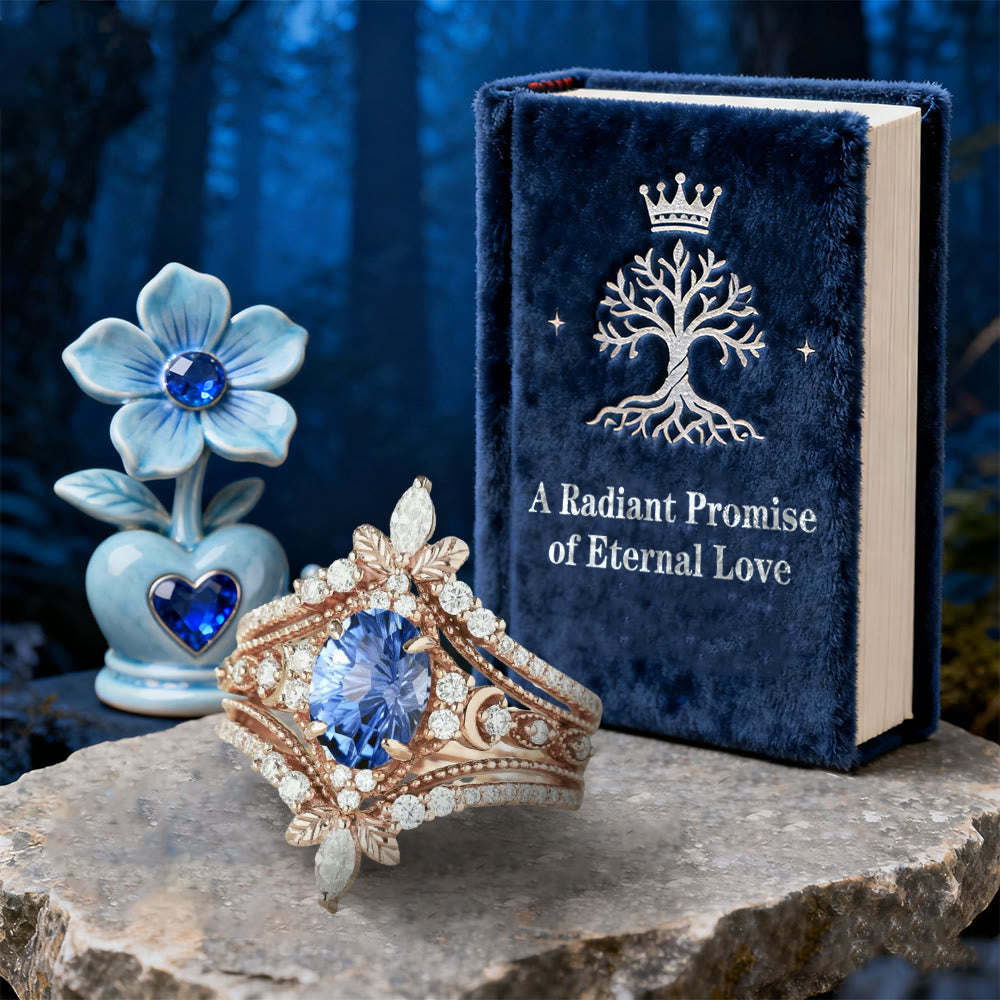 WorldNorse Ringset mit Blumenkrone und blauem Zirkon - image 3