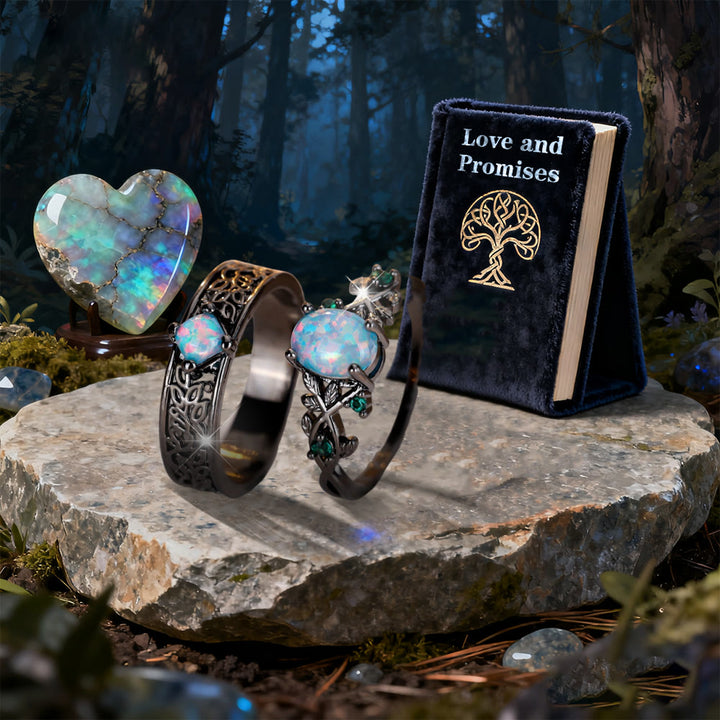 WorldNorse 2-teiliges Ringset mit Blättern aus blauem Sandstein - image 8