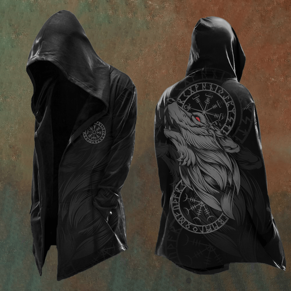 WorldNorse Gothic Vegvisir Rune Fenrir Künstlerische Kapuzenjacke - US/UK/AU48, EU58 (4XL) - image 0