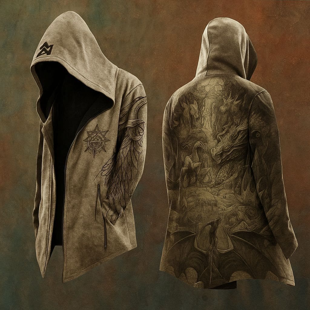 WorldNorse Mittelalterliche Kapuzenjacke mit Drachenflügeln - US/UK/AU48, EU58 (4XL) - image 0