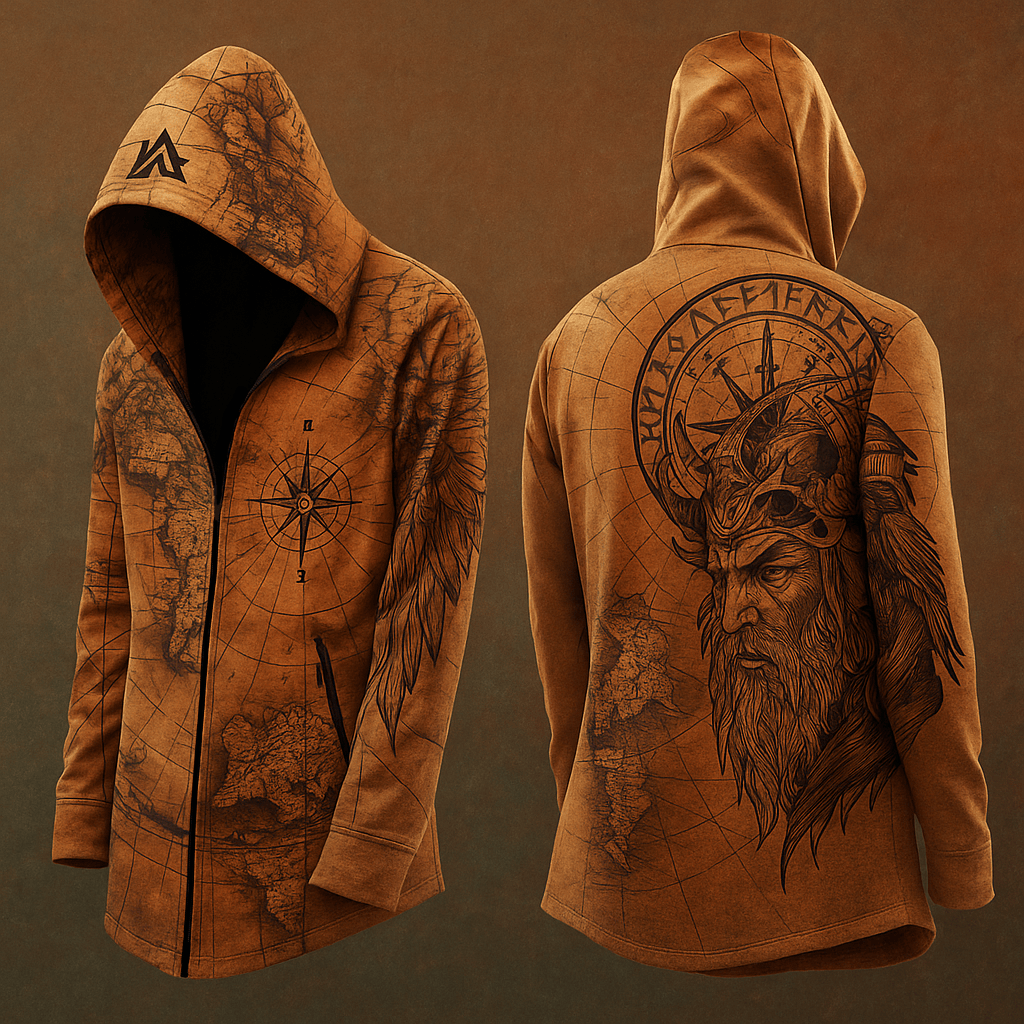 WorldNorse Navigation Map Rune Kapuzenjacke - US/UK/AU48, EU58 (4XL) - image 0