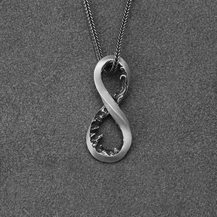 WorldNorse Handgefertigtes Halskette mit Infinity-Bergmotiv, 999 Silber - Große Größe – Mit 55 cm langer Königskette - image 7