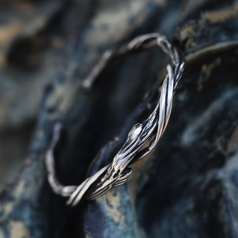 WorldNorse Handgefertigtes Armband aus gedrehtem Zweig aus 999er Silber - Plus - NEIN DANKE - image 0