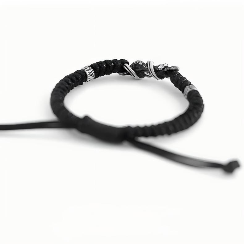 WorldNorse Handgefertigtes 999 Silber Drachen geflochtenes Armband - Schwarz - image 4