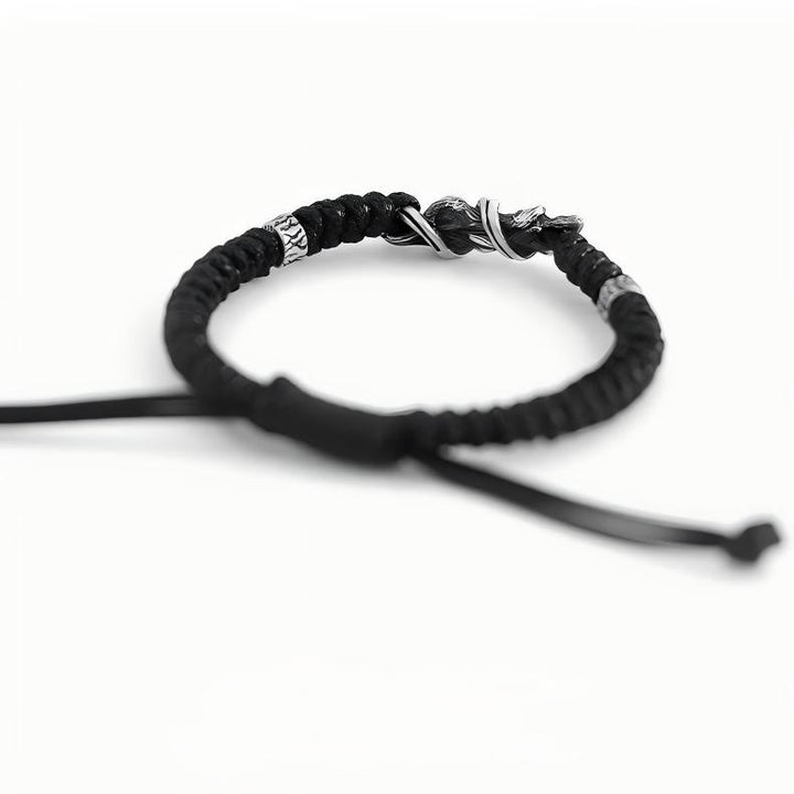 WorldNorse Handgefertigtes 999 Silber Drachen geflochtenes Armband - Schwarz - image 4