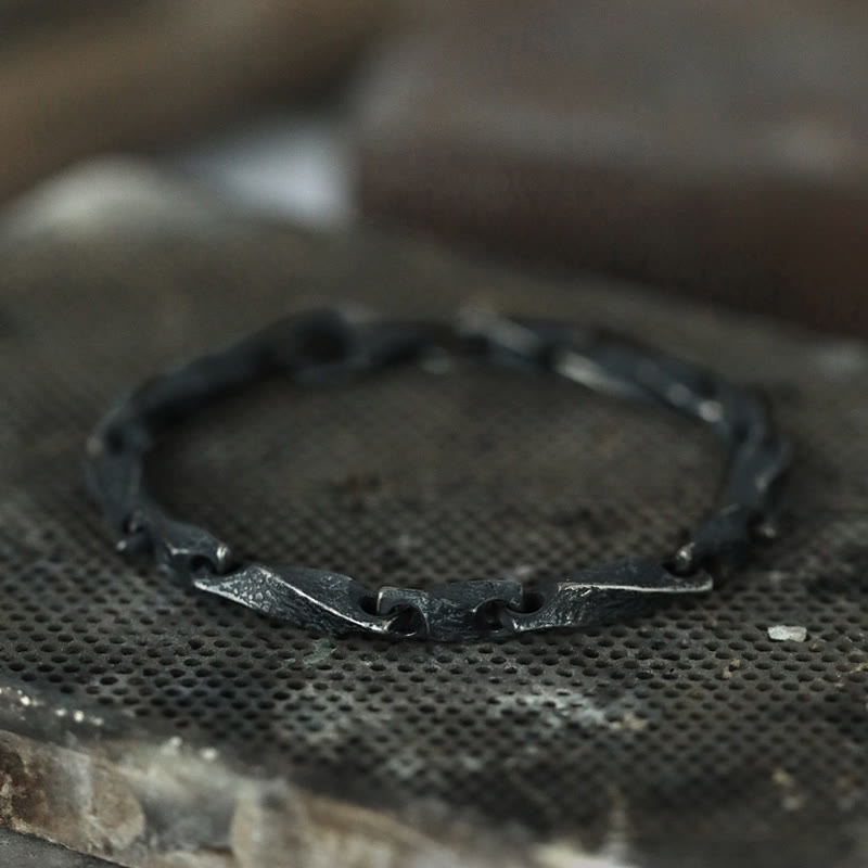 WorldNorse handgefertigtes 925er Silber Dunkel Robustes Kettenarmband - image 2