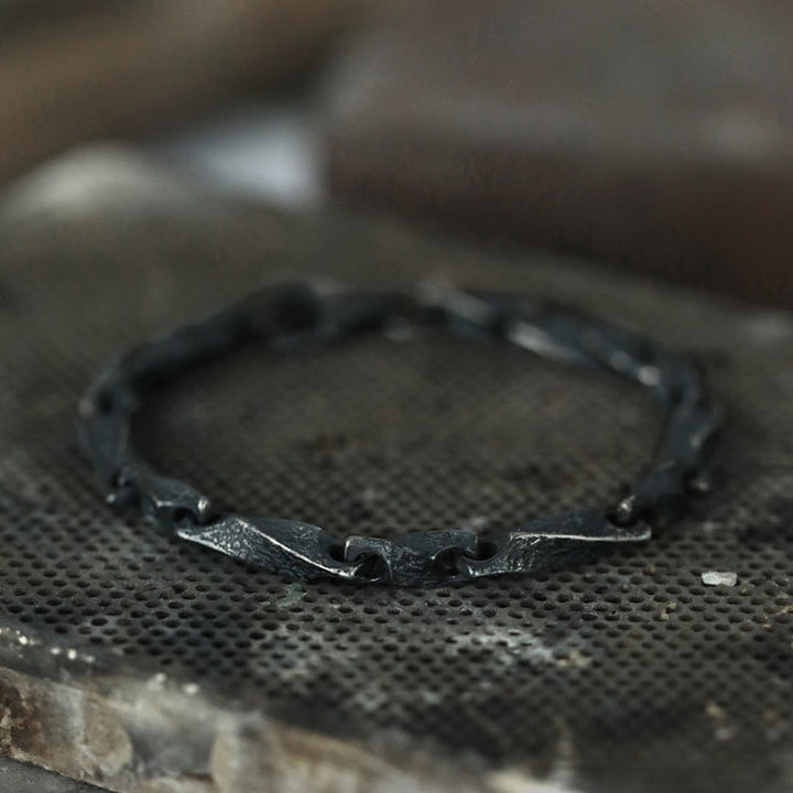WorldNorse handgefertigtes 925er Silber Dunkel Robustes Kettenarmband - image 2