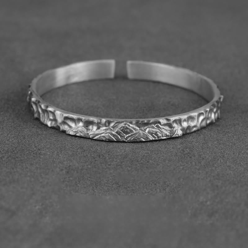 WorldNorse Handgefertigtes Armband aus 999 Silber mit mittelalterlicher Berggravur - Retro Silber - NEIN DANKE - image 4