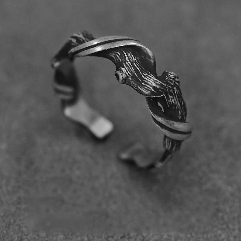 WorldNorse Handgefertigtes 999 Silber Gotischer strukturierter Astring - Groß - NEIN DANKE - image 4