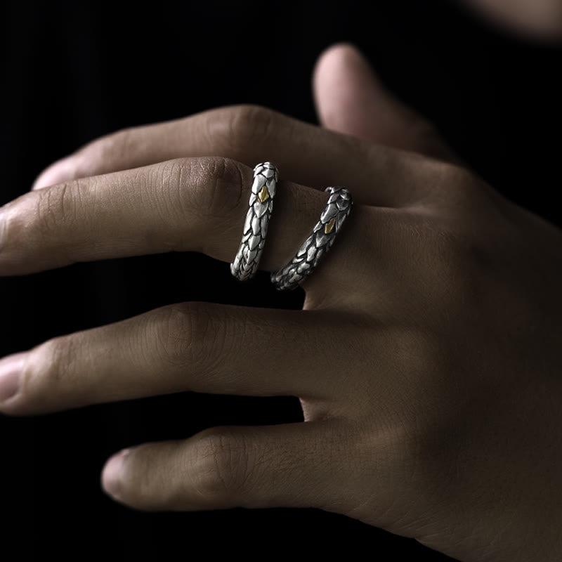 WorldNorse Ring aus handgefertigtem 925er Silber mit eingelegten Schlangenschuppen - image 1