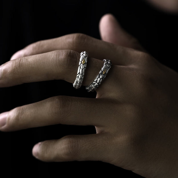 WorldNorse Ring aus handgefertigtem 925er Silber mit eingelegten Schlangenschuppen - image 1
