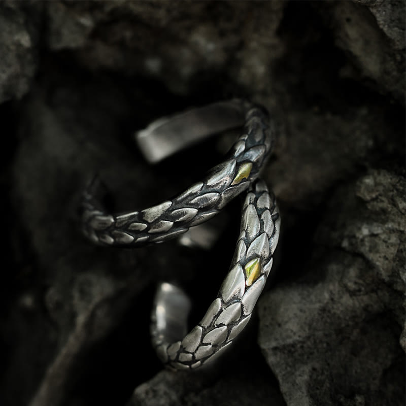 WorldNorse Ring aus handgefertigtem 925er Silber mit eingelegten Schlangenschuppen - image 0
