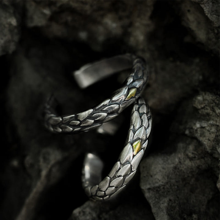 WorldNorse Ring aus handgefertigtem 925er Silber mit eingelegten Schlangenschuppen - image 0