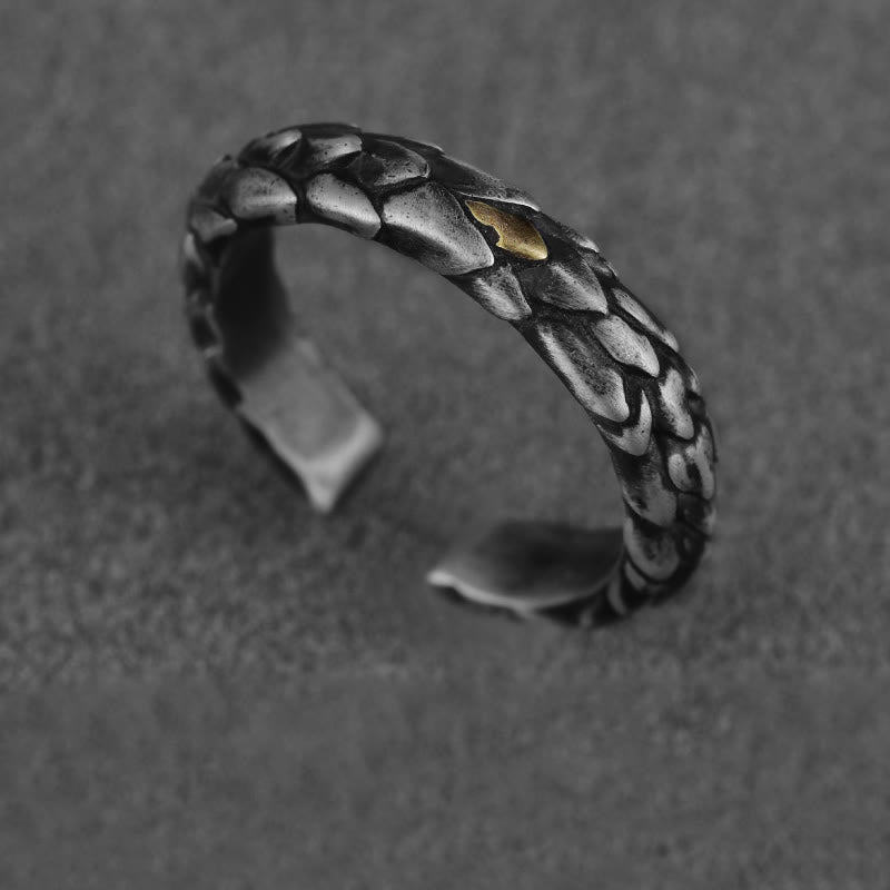 WorldNorse Ring aus handgefertigtem 925er Silber mit eingelegten Schlangenschuppen - Retro Schwarz - Groß - NEIN DANKE - image 2